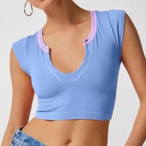 Urban Outfitters Out From Under Go For Gold Sky Blue and Pink Top Small